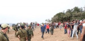 Villagers confront soldiers and settlers - image from Twitter