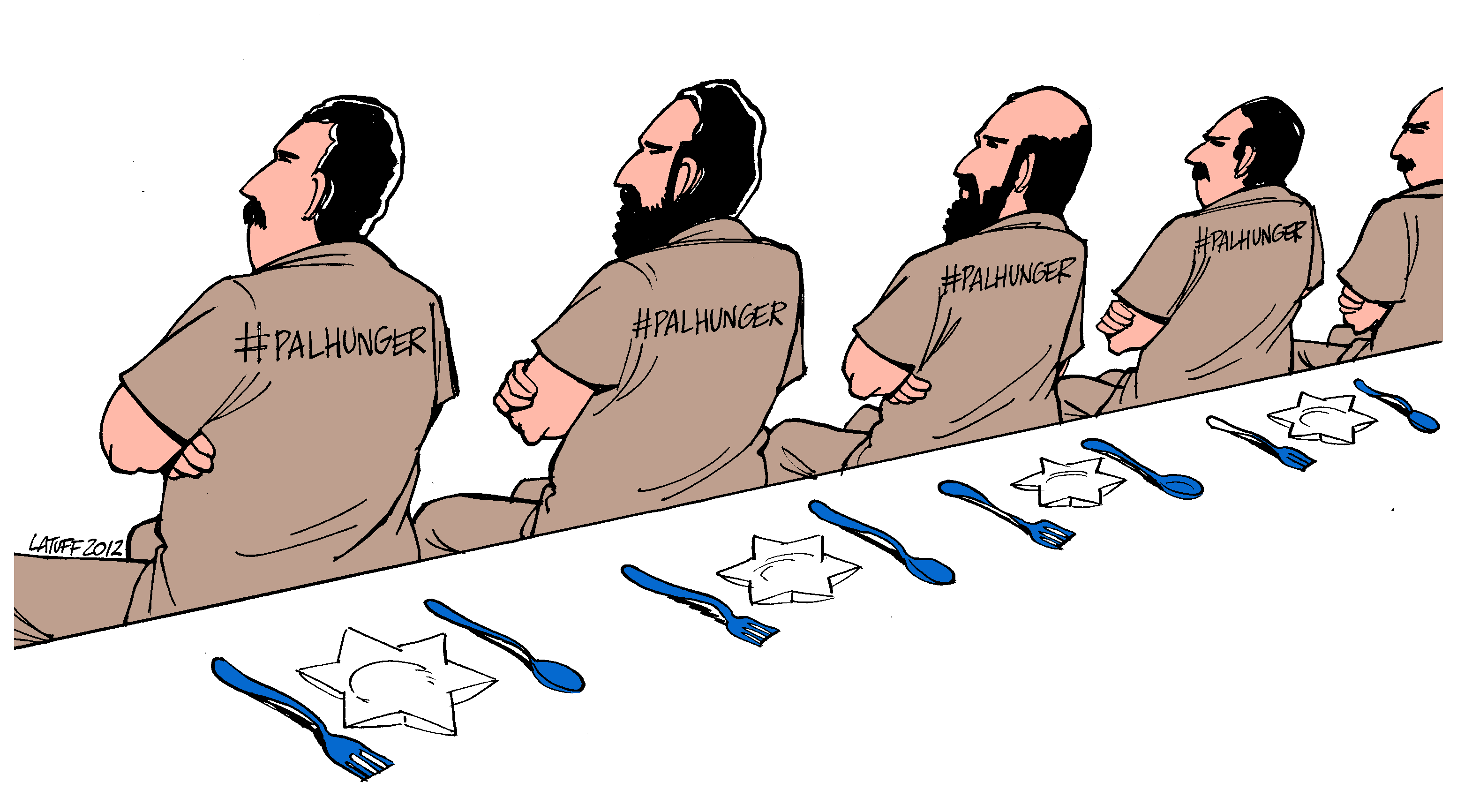Palestinian hunger strike (image by Latuff)