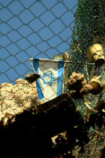 HebronOldCityTrash-A net installed in the Old City to prevent garbage dropped by Israeli settlers into a Palestinian area