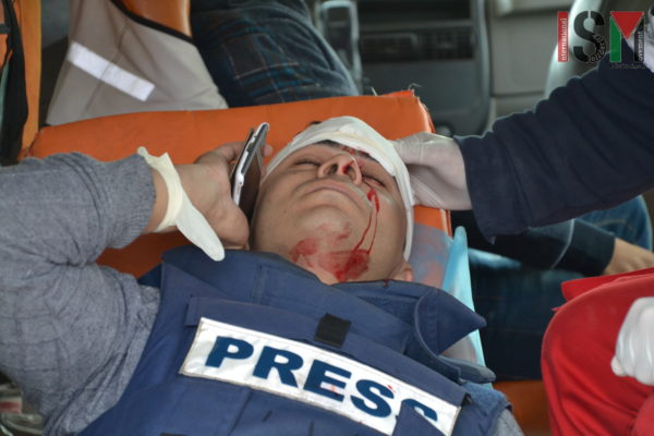 Journalist wounded in Kafr Qaddoum (image by ISM)