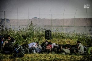 Palestinian protesters tear gassed (image from the Times of Palestine)