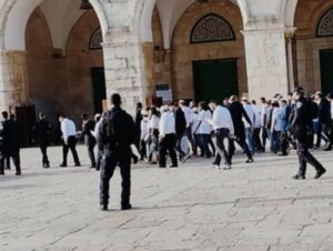 Dozens Of Israeli Colonizers, Soldiers And Police Officers, Storm Al-Aqsa