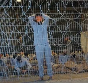 Palestinian prisoner at Sde Teiman death camp (archive image from February 2024)