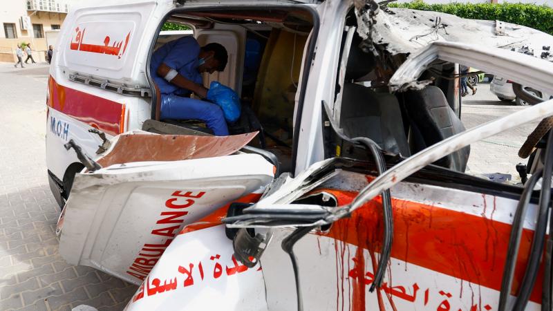 Ambulance destroyed at Kamal Adwan Hospital