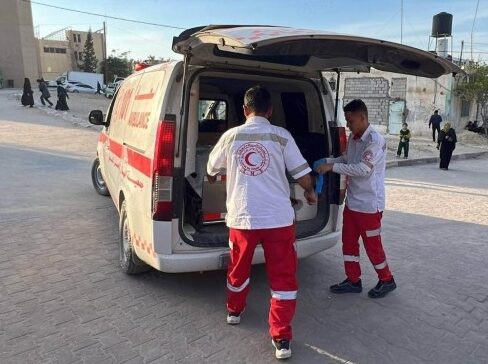 Gaza Civil Defense and ambulance responding to Israeli strikes on April 24, 2026 — Day 197 of the ceasefire